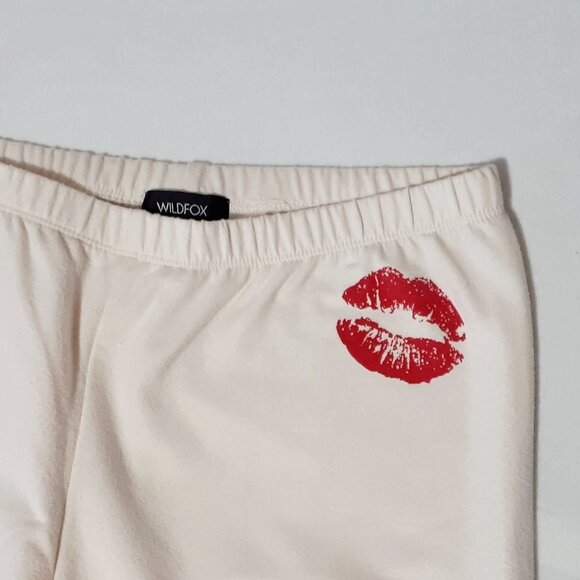 NWT Wildfox cotton blend vanilla cream “Smooches” jogger trackpants, S - Picture 11 of 13